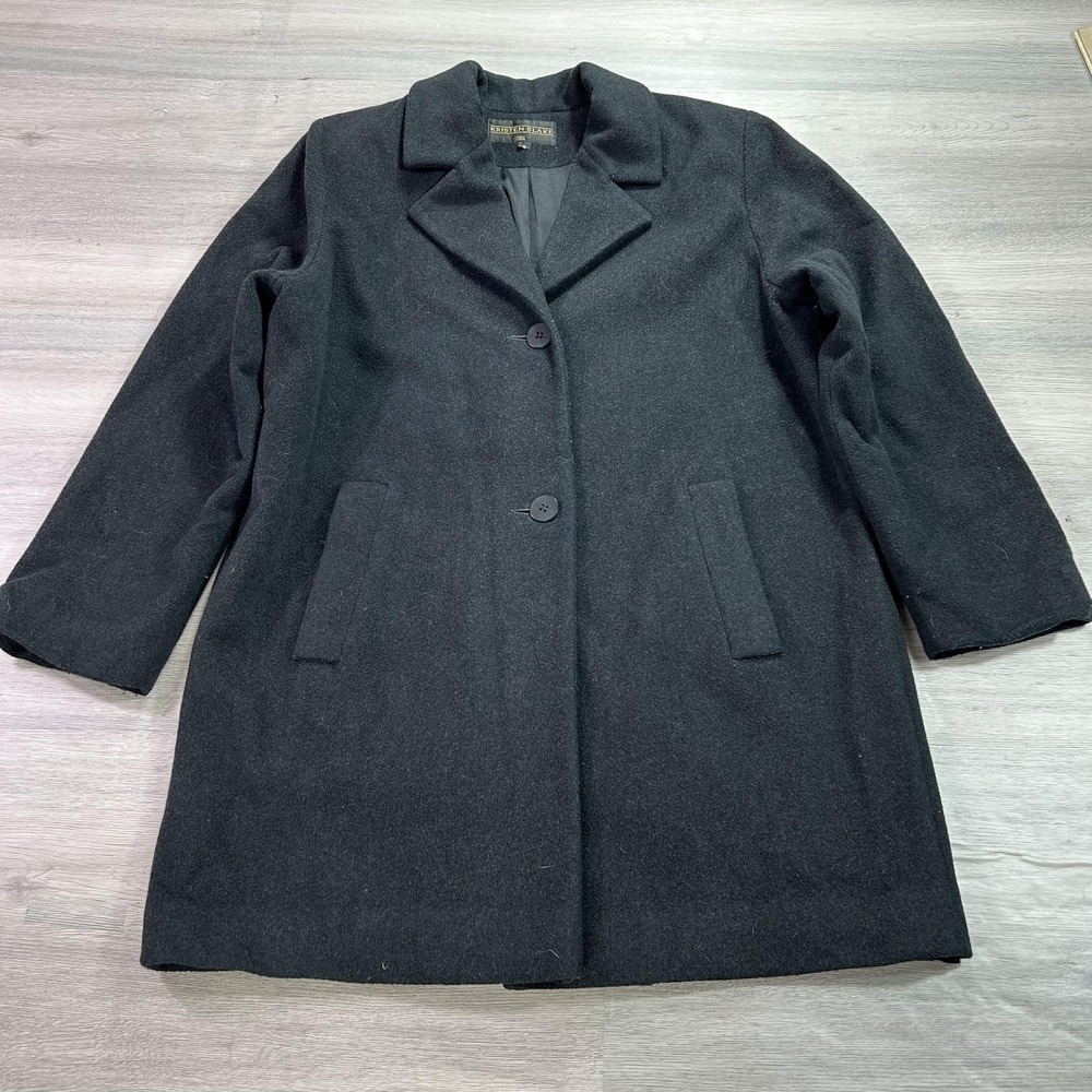 Kristen Blake Coat Womens Small‎ Black Wool Cashmere Blend Lined Made USA 416289